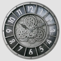 Industriële Wandklok met Draaiende Tandwielen