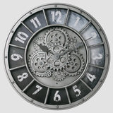 Industriële Wandklok met Draaiende Tandwielen