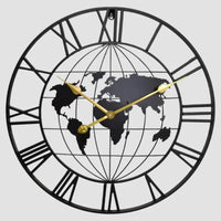 Metalen Wandklok Wereldkaart