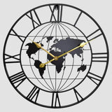 Metalen Wandklok Wereldkaart